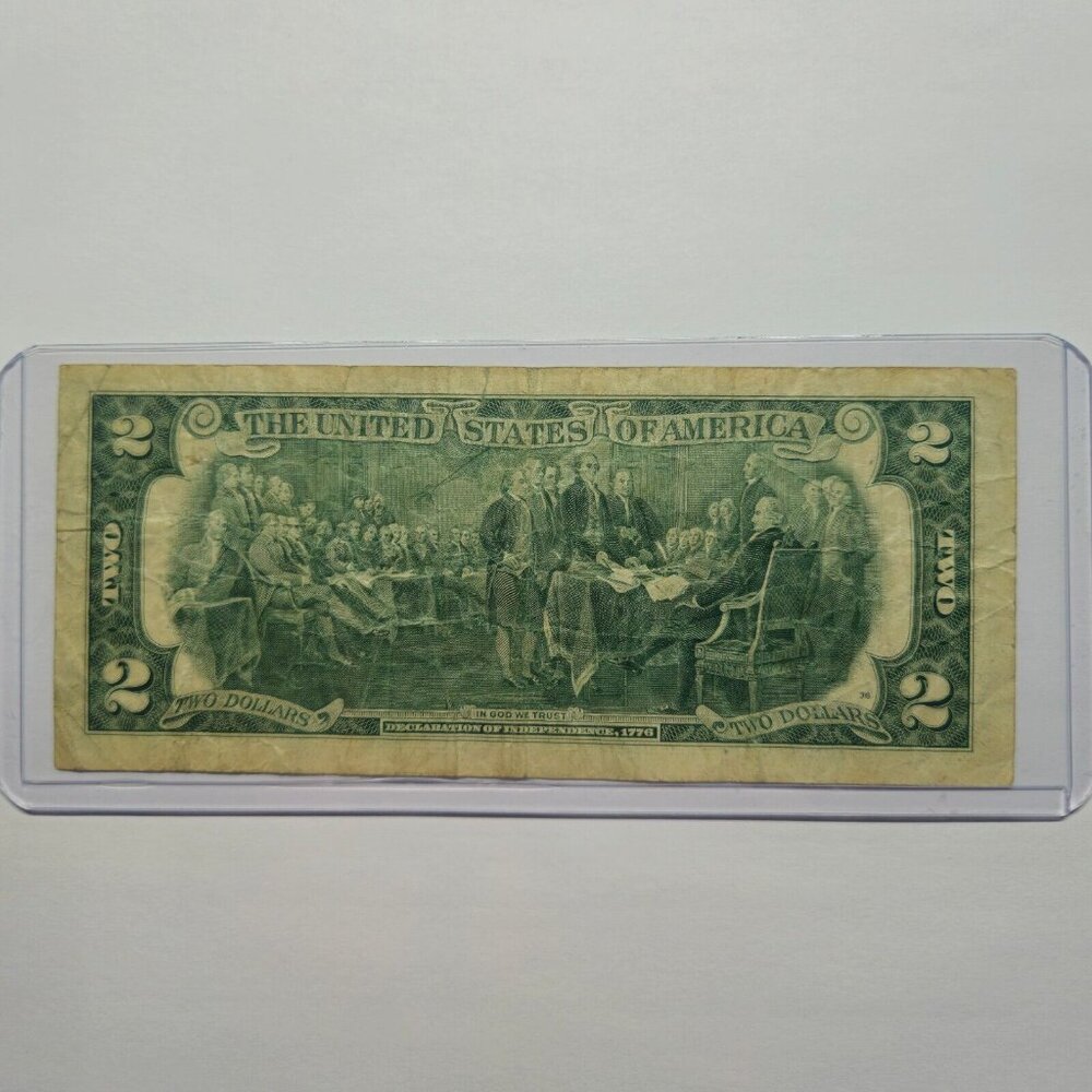RARE 1976 Two Dollar Bill in Hard Sleeve - Circulated - (B380) - Picture 2 of 10